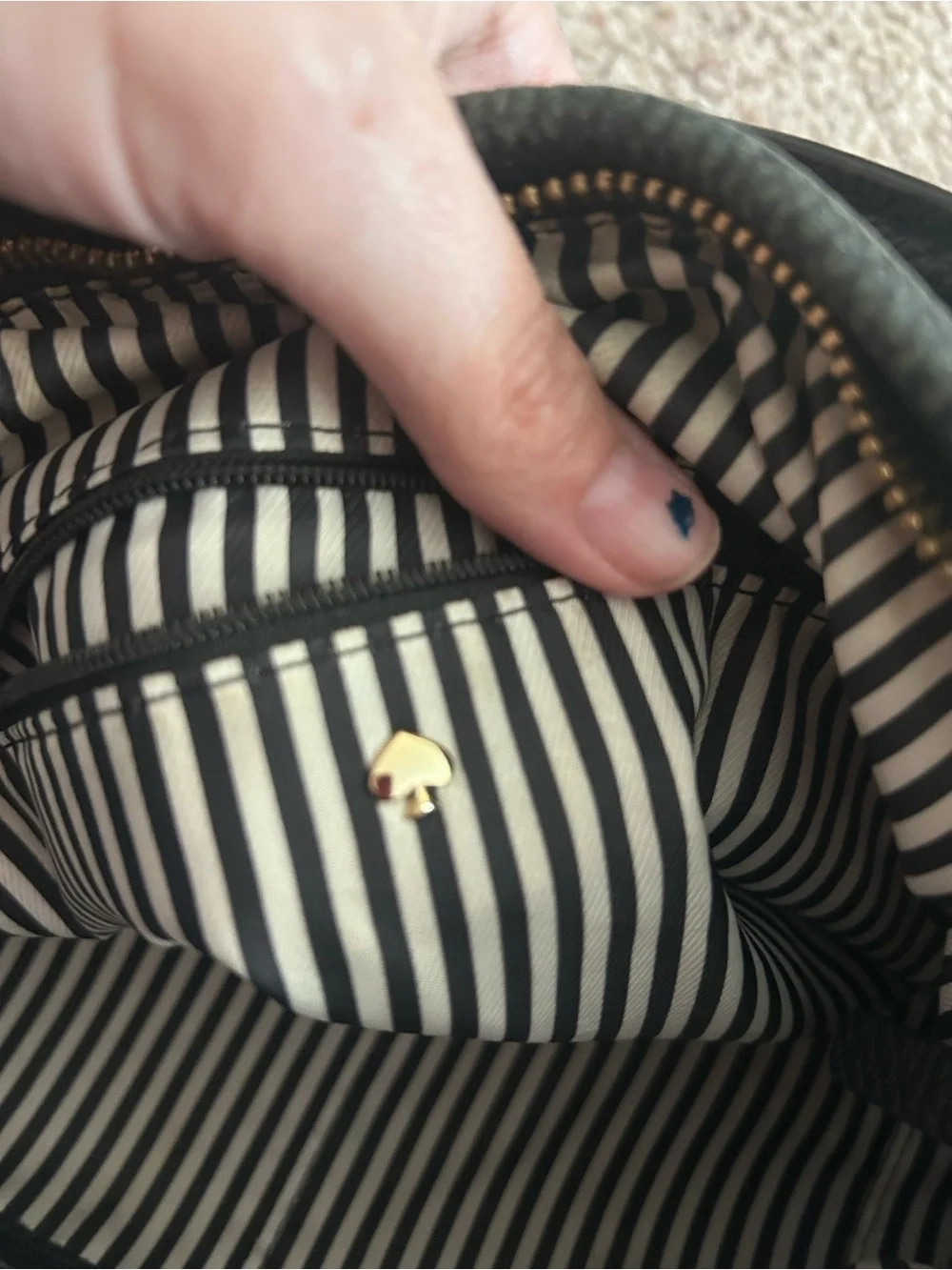 kate spade Black Pebbled Leather Shoulder Bag with Gold Hardware